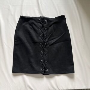 Black Lace-Up Mini Skirt